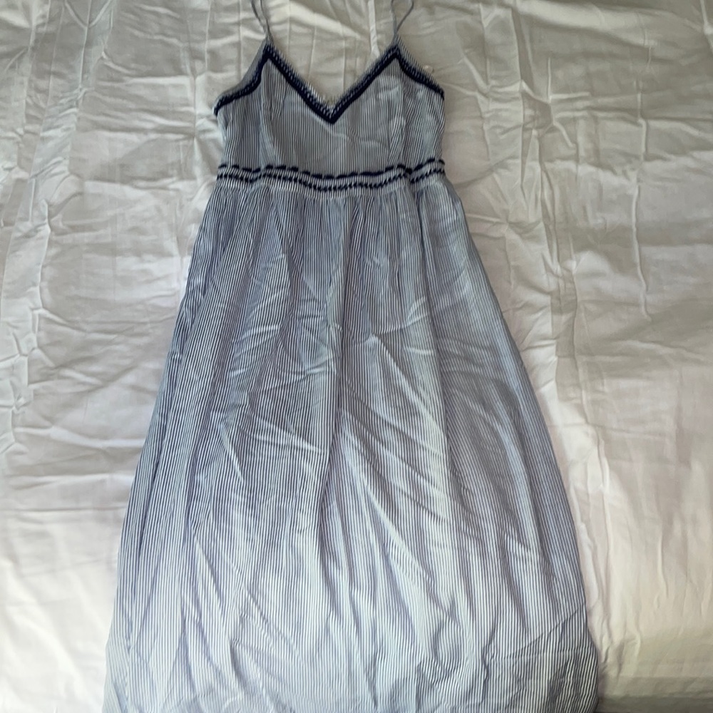 NWT Long navy striped dress